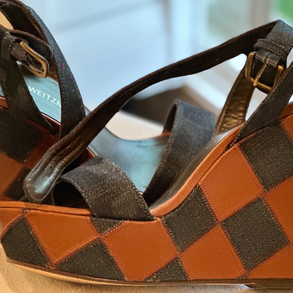 Stuart Weitzman Letsdance Patchwork Wedge Sandal,… - image 4